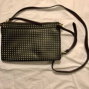 Fossil Black and White Polka Dot Crossbody Bag